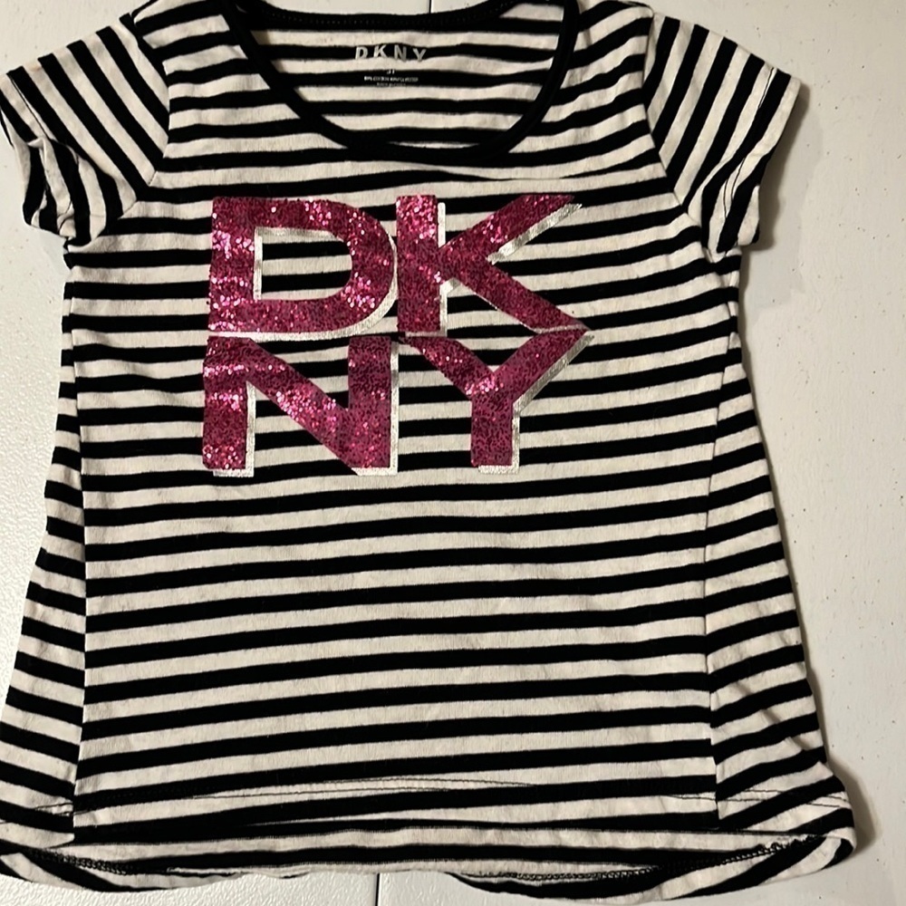 DKNY 3 T navy and white stripe top